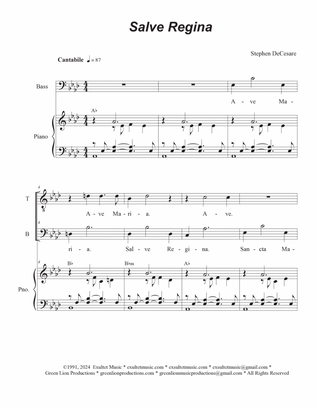 Salve Regina in A-flat (Duet for Tenor and Bass solo)