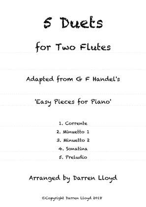 Book cover for 5 duets adapted from Handel's 'Easy Piano Pieces' for Flute & Bassoon