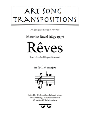 Book cover for RAVEL: Rêves (transposed to G-flat major)