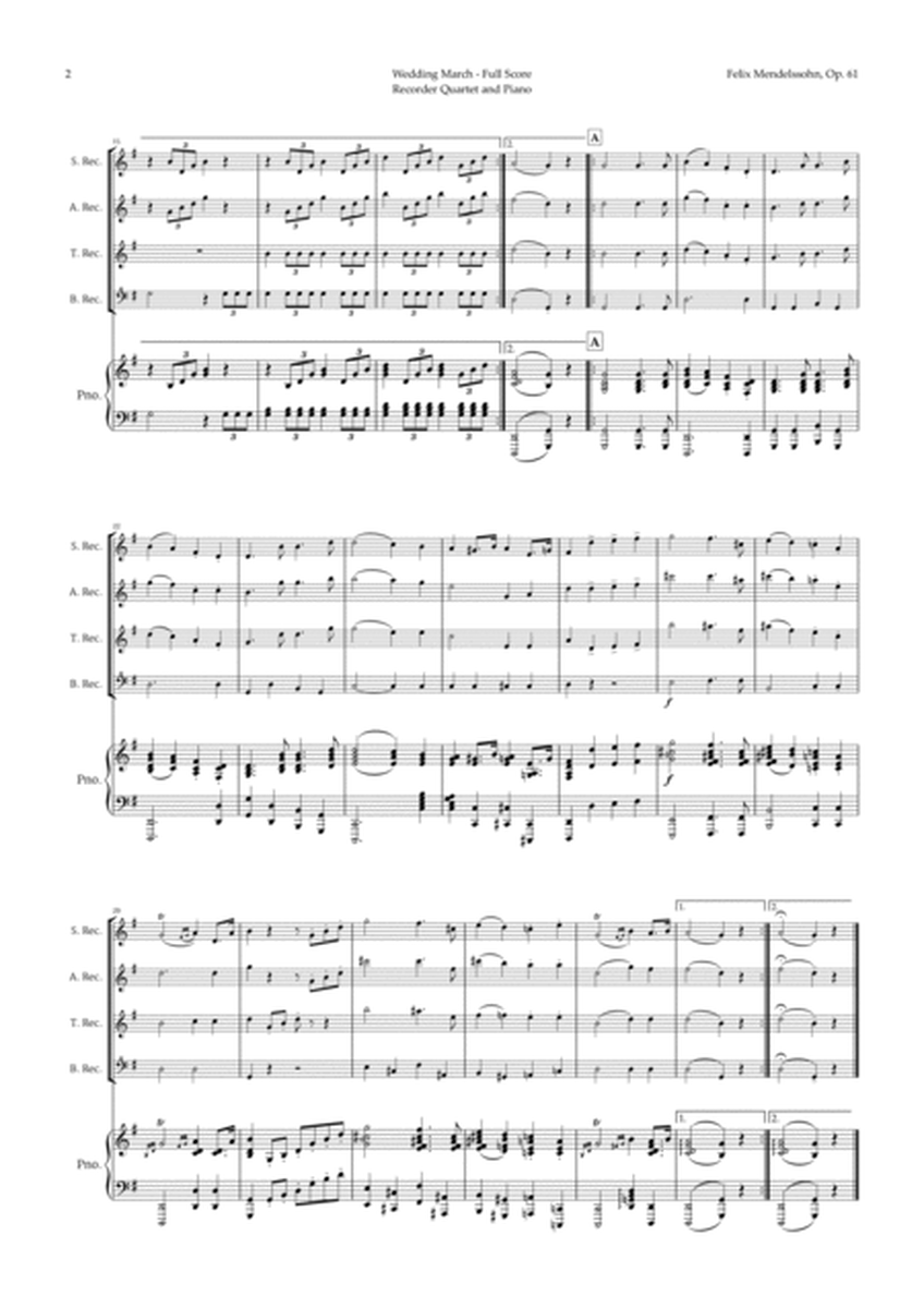 Wedding March by Mendelssohn for Recorder Quartet and Piano image number null