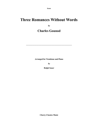 Book cover for Three Romances Without Words for Trombone & Piano