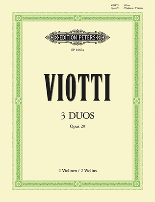 Book cover for 3 Duos Op. 29 for 2 Violins