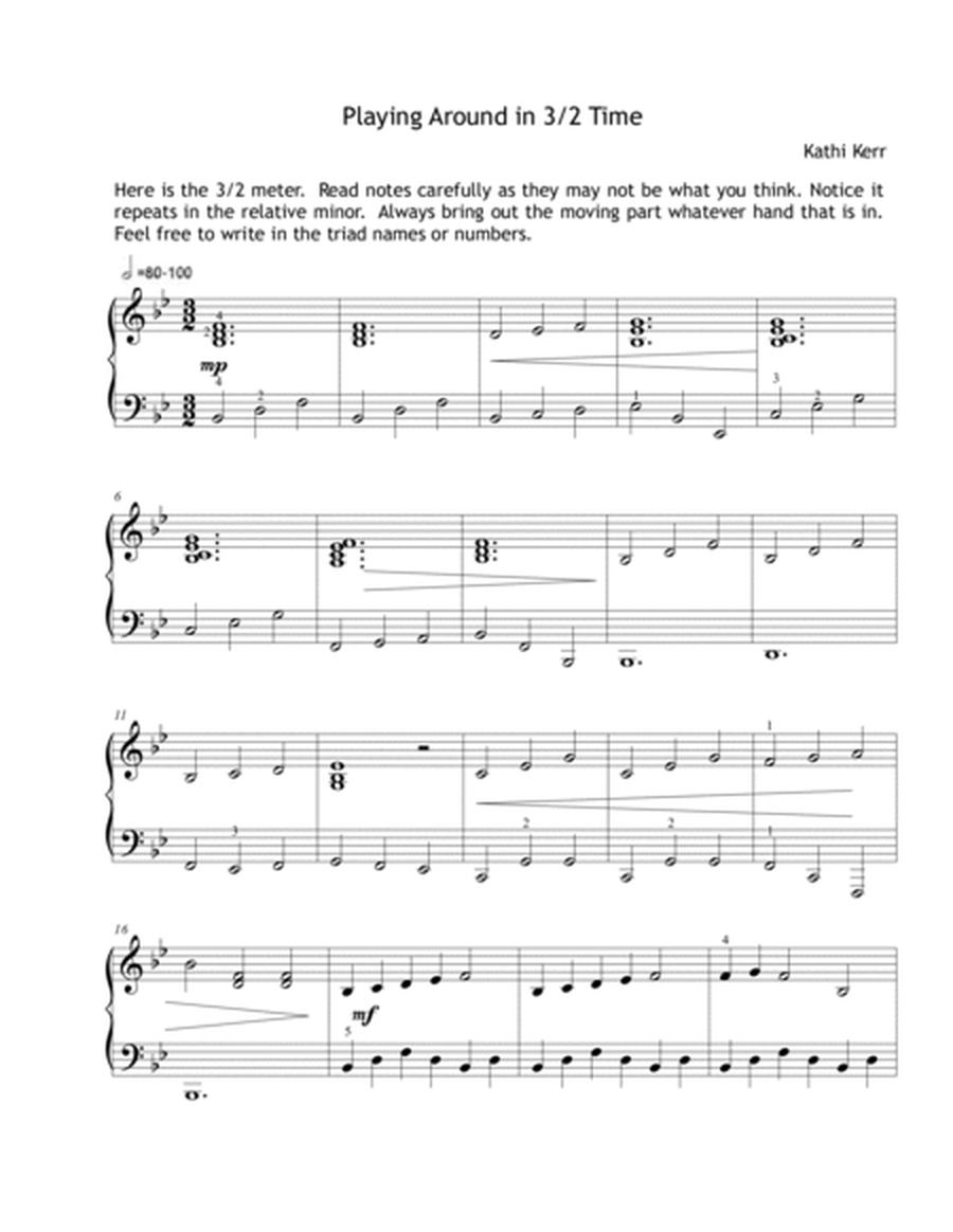Piano song early advanced - "Playing Around in 3/2 Time"