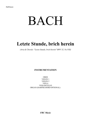 Book cover for Letzte Stunde, brich herein (Aria 'Letzte Stunde, brich herein' BWV 32, No.VIII)