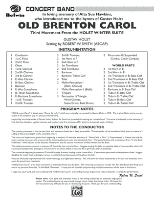 Old Brenton Carol (from the Holst Winter Suite): Score