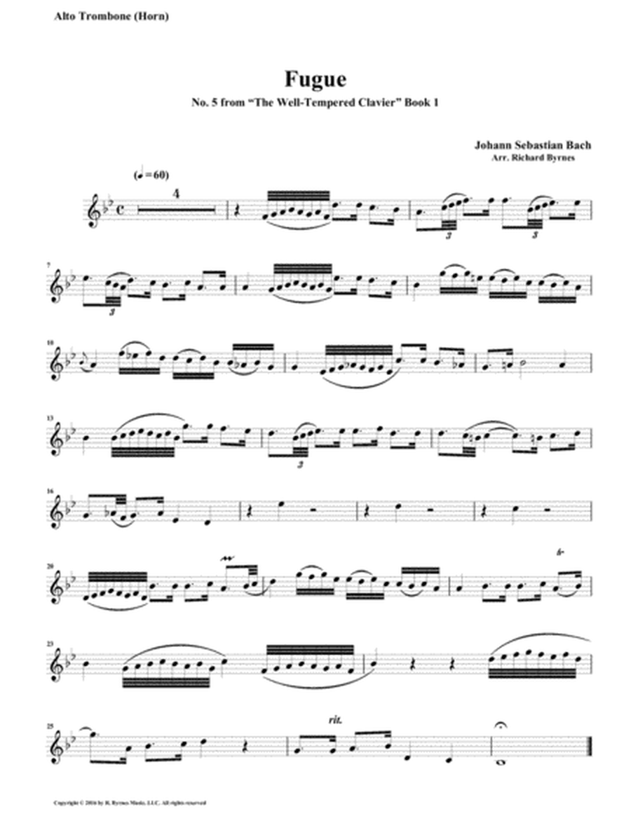 Fugue 05 from Well-Tempered Clavier, Book 1 (Trombone Quintet) image number null