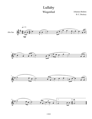 Book cover for Brahms's Lullaby (Alto Sax Solo)