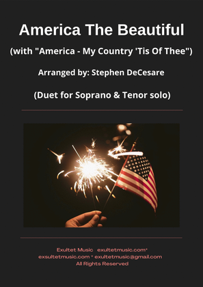 Book cover for America The Beautiful (with "America - My Country 'Tis Of Thee") (Duet for Soprano and Tenor solo)