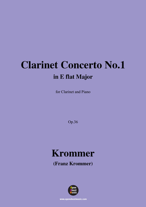 Book cover for F. Krommer-Clarinet Concerto No.1,Op.36,for Clarinet and Piano