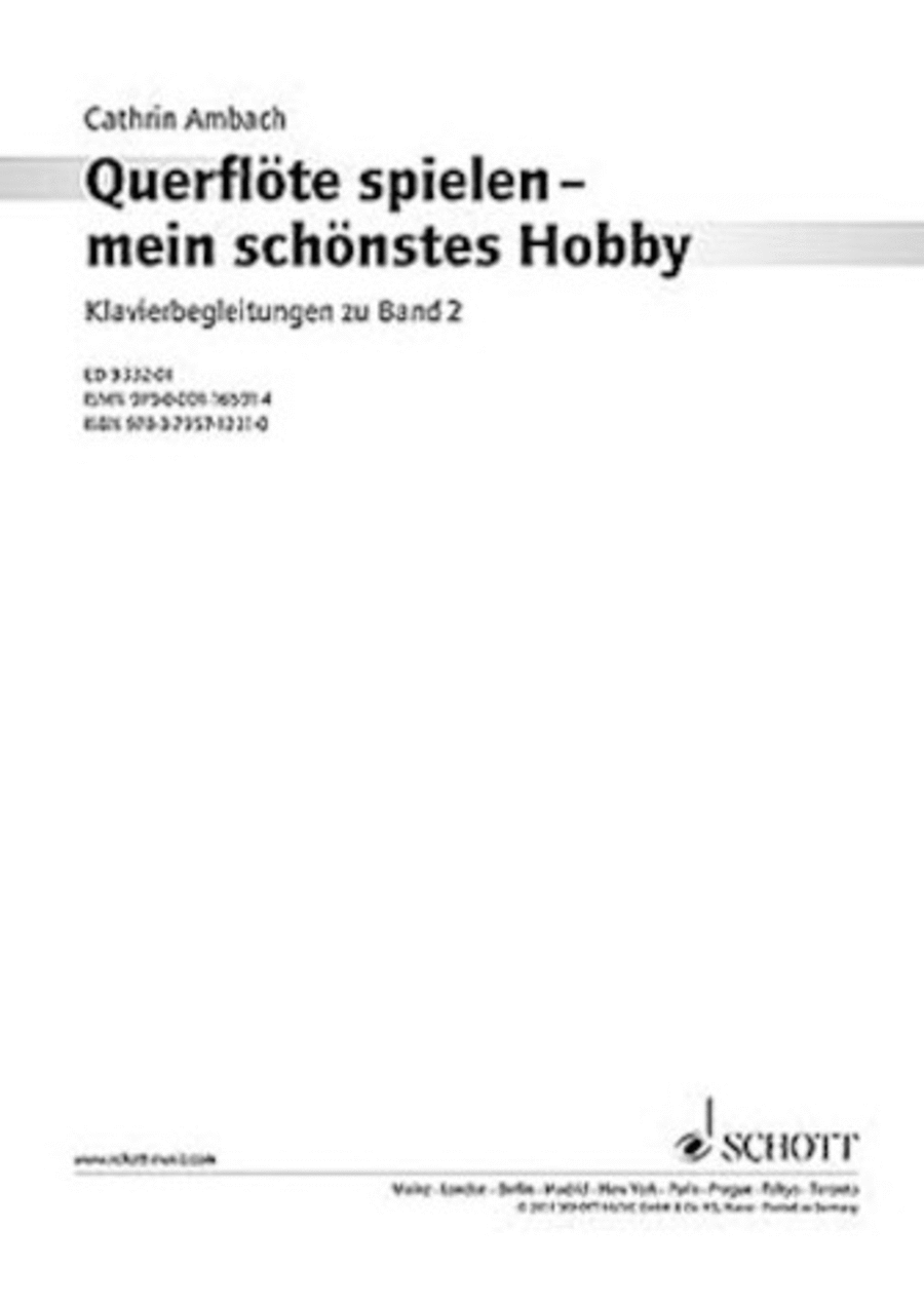 Querflote Spielen 2 - Mein Schonstes Hobby Klavierbegleitungen