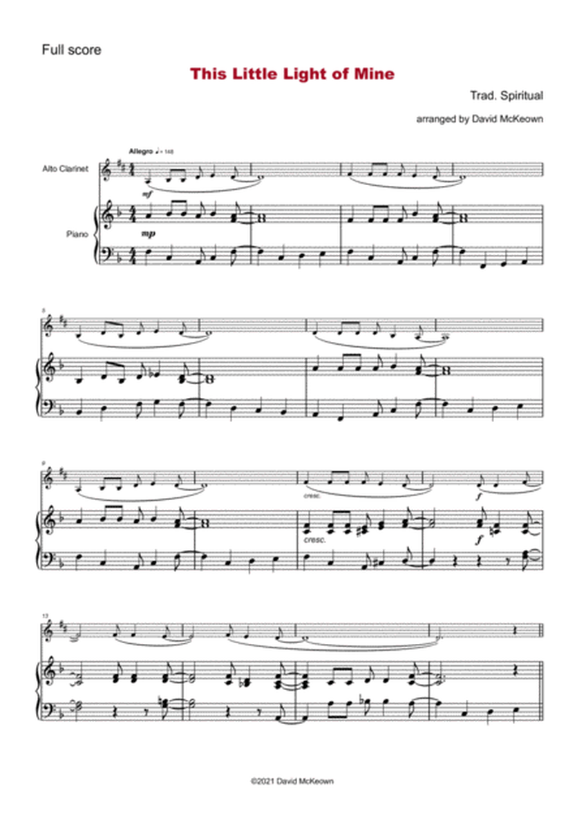 This Little Light of Mine, Gospel Song for Alto Clarinet and Piano