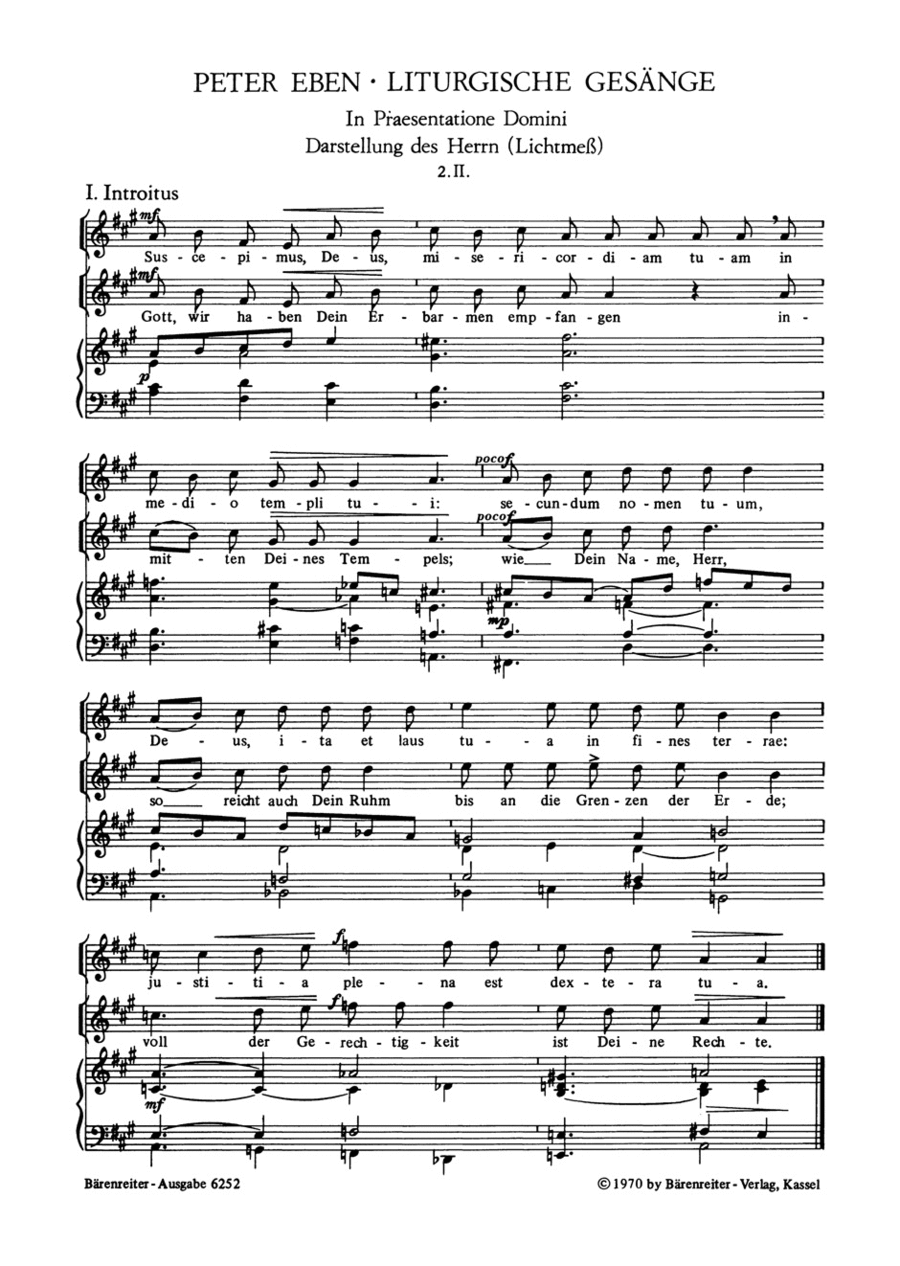 In Praesentatione Domine - Proprium zum Fest der Darstellung des Herrn (Lichtmess): Suscepimus, Deus / Gott, wir haben Dein Erbarmen empfangen