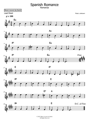 Spanish Romance / Romance d'Amour / Romanza (LEAD SHEET)