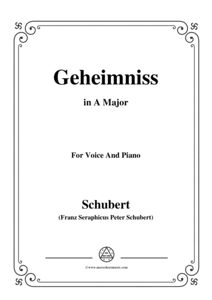 Schubert-Geheimniss(Mayrhofer),in A Major,for Voice&Piano image number null