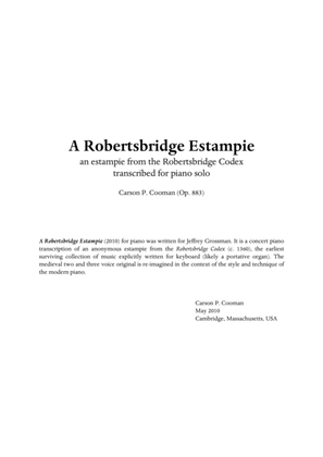Book cover for Carson Cooman : A Robertsbridge Estampie (2010) for piano