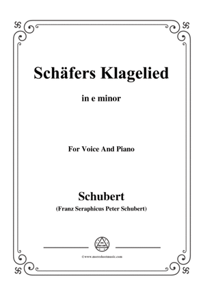 Book cover for Schubert-Schäfers Klagelied,in e minor,Op.3,No.1,for Voice and Piano