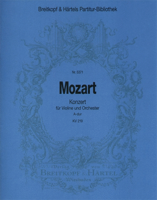 Book cover for Violin Concerto [No. 5] in A major K. 219