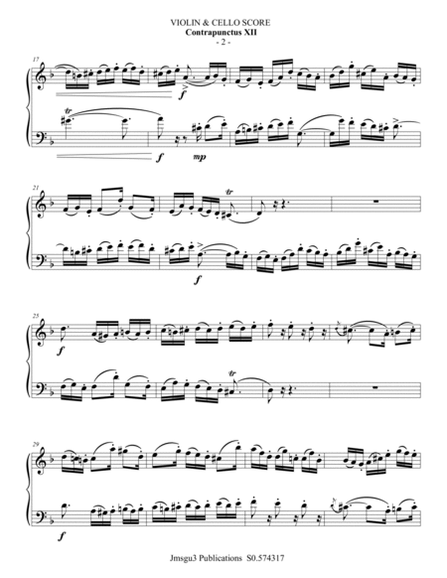 Bach: Four Duets from the Art of Fugue for Violin & Cello image number null