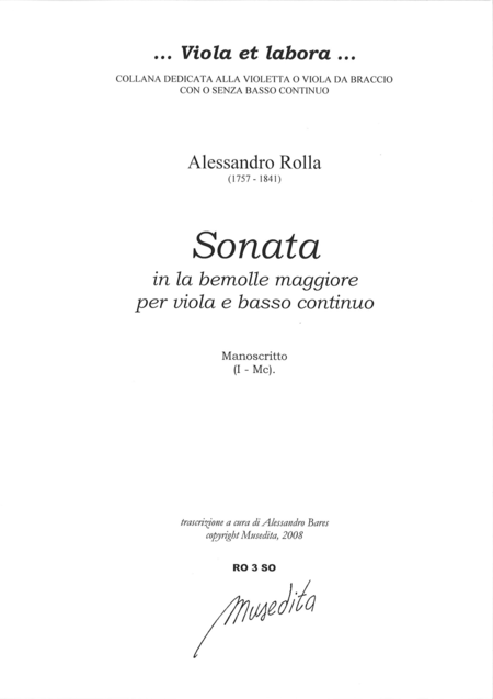 Viola Sonata in A flat Major (Manuscript, I-Mc)