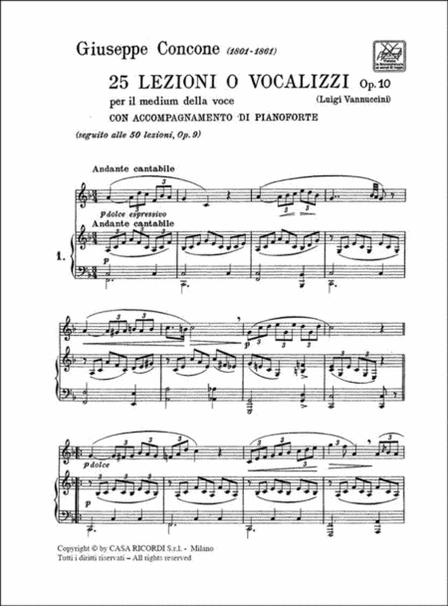 25 Lezioni O Vocalizzi Op. 10