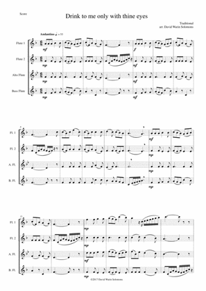 Drink to me only with thine eyes for flute quartet (2 flutes, alto flute, bass flute)