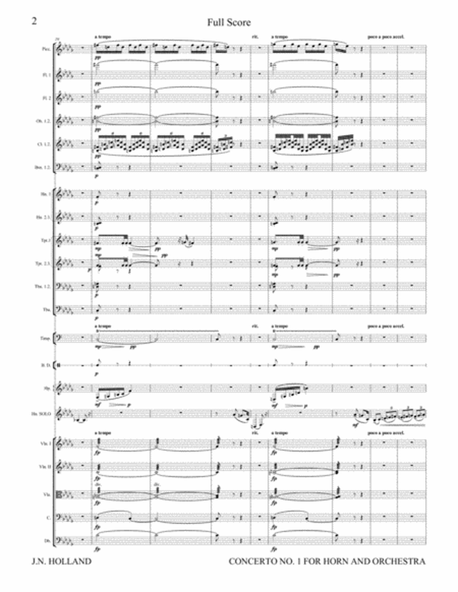 Concerto No. 1 for French Horn Full Orchestral Score and Individual Parts (Optional Trombone solo) image number null