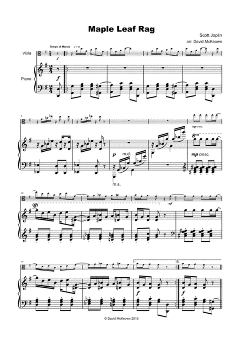 Maple Leaf Rag, by Scott Joplin, for Viola and Piano