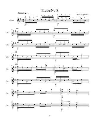 Etude No.8 For Guitar by Neal Fitzpatrick-Standard Notation