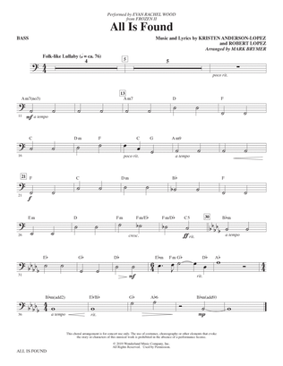 Book cover for All Is Found (from Disney's Frozen 2) (arr. Mark Brymer) - Bass