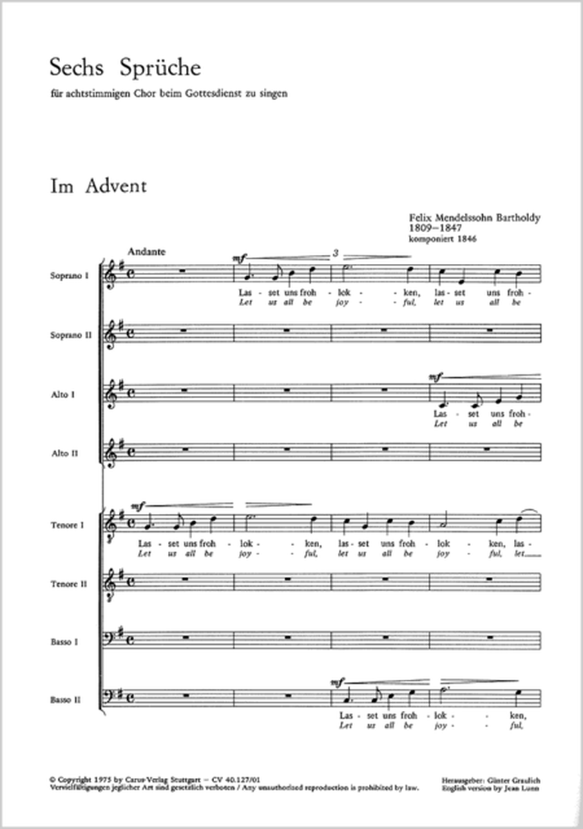 Sechs Spruche zum Kirchenjahr op. 79