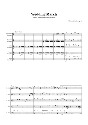 Book cover for Wedding March by Mendelssohn for Recorder Quintet with Chords