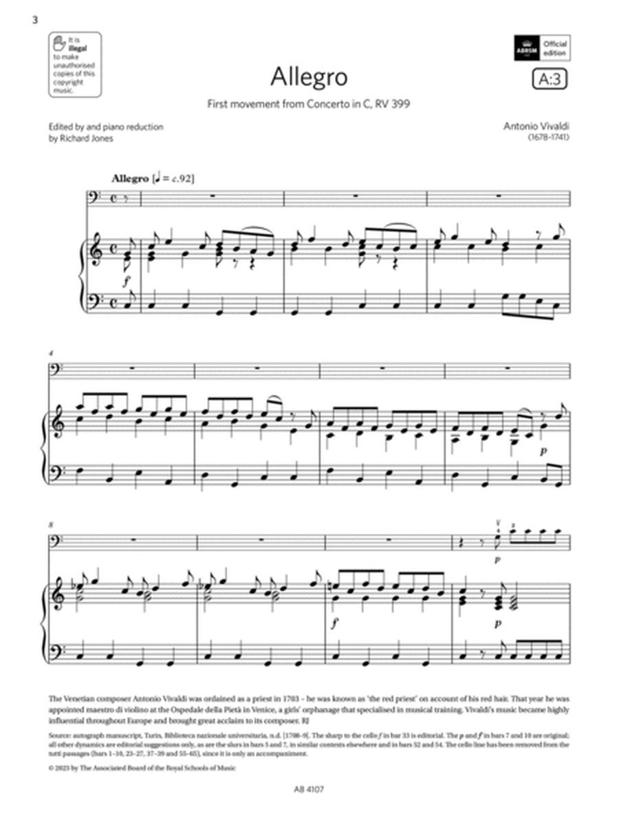 Allegro (Grade 4, A3, from the ABRSM Cello Syllabus from 2024)