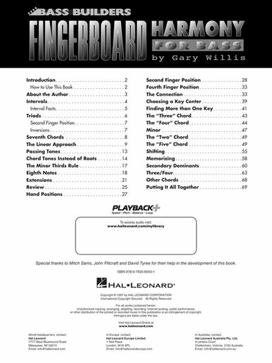 Fingerboard Harmony for Bass