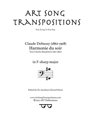Book cover for DEBUSSY: Harmonie du soir (transposed to F-sharp major, bass clef)