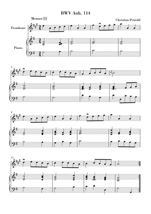 Book cover for Bach - Minuet in G major and G minor (BWV Anh. 114 - 115) for Trombone and Piano