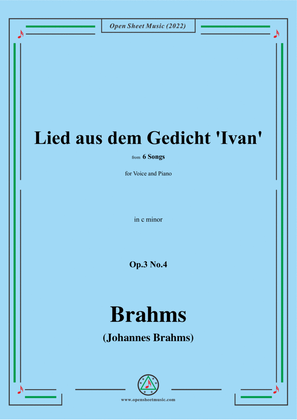 Book cover for Brahms-Lied aus dem Gedicht Ivan,Op.3 No.4 from 6 Songs,in c minor