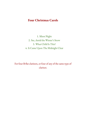 Book cover for Four Christmas Carols for Four Clarinets