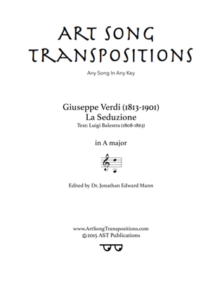 Book cover for VERDI: La seduzione (transposed to A major)