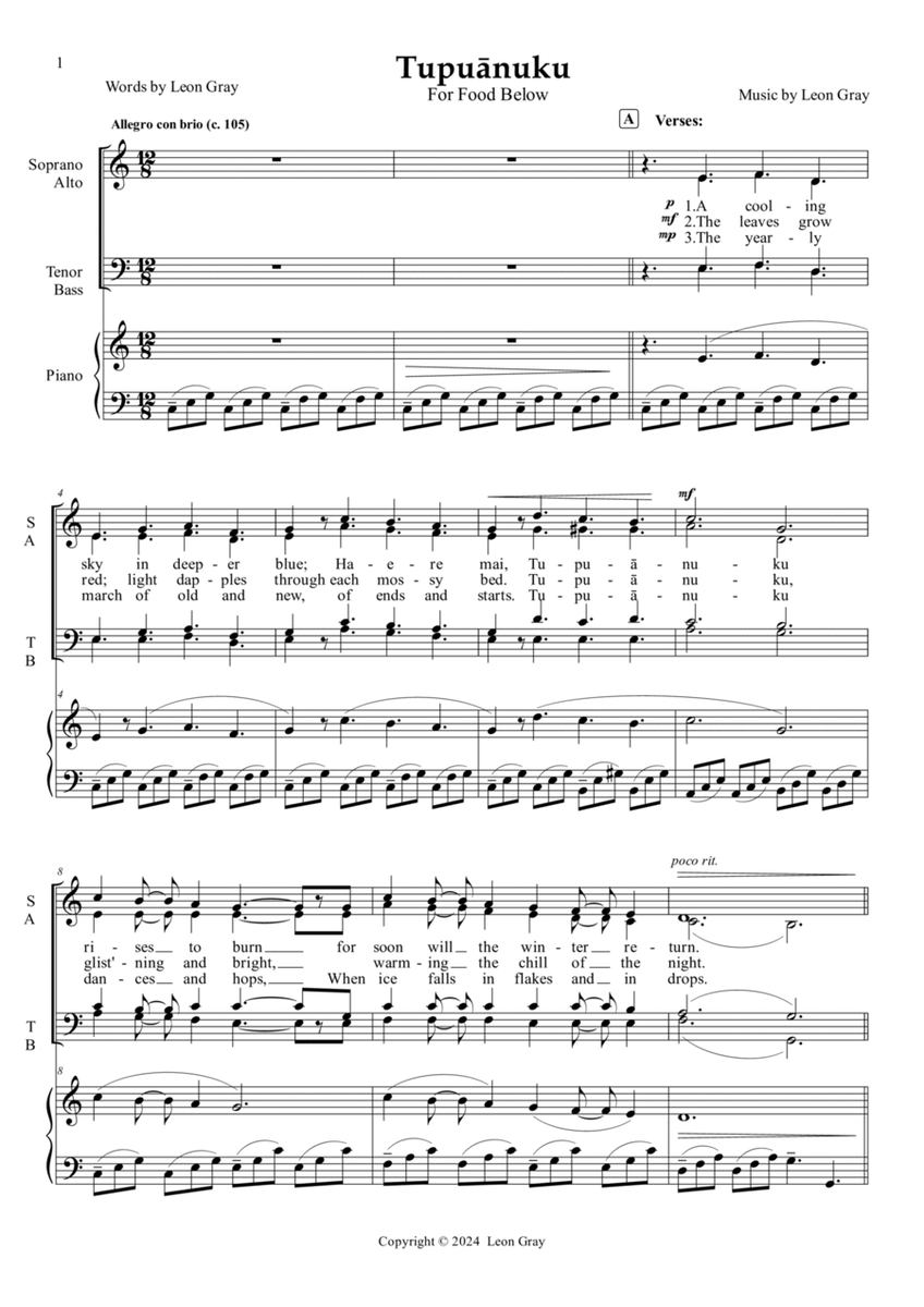 Tupuānuku (SATB Carol Version)