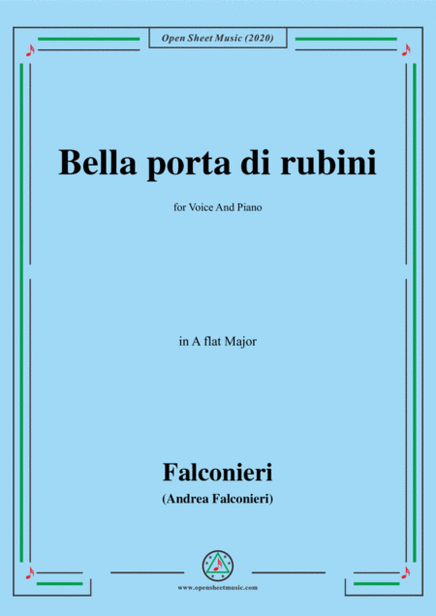 Falconieri-Bella porta di rubini,in A flat Major,for Voice and Piano