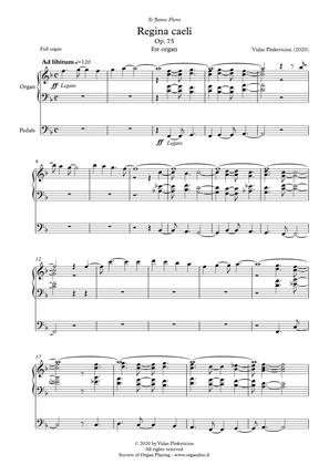 Book cover for Regina caeli, Op. 75 for organ by Vidas Pinkevicius (2020)