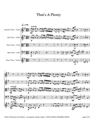 Book cover for That's A Plenty by Pollack for String Quartet in Schools