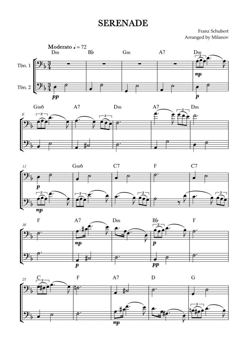 Serenade | Schubert | Trobone duet | Chords image number null