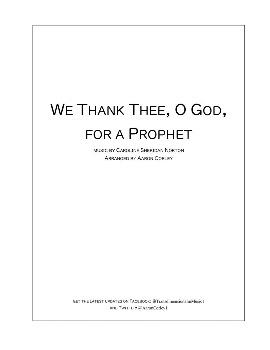 We Thank Thee, O God, for a Prophet image number null