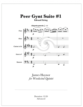 Book cover for Peer Gynt Suite #1 for Woodwind Quintet