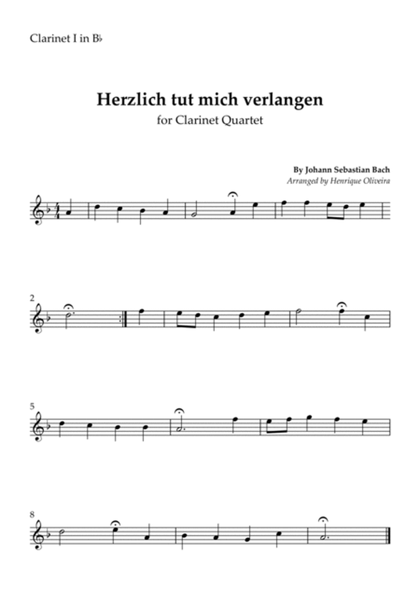 Bach's Choral - "Herzlich tut mich verlangen" (Clarinet Quartet) image number null