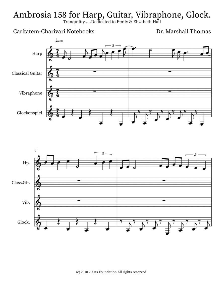 Ambrosia 158 for Harp, Guitar, Vibraphone, Glock.