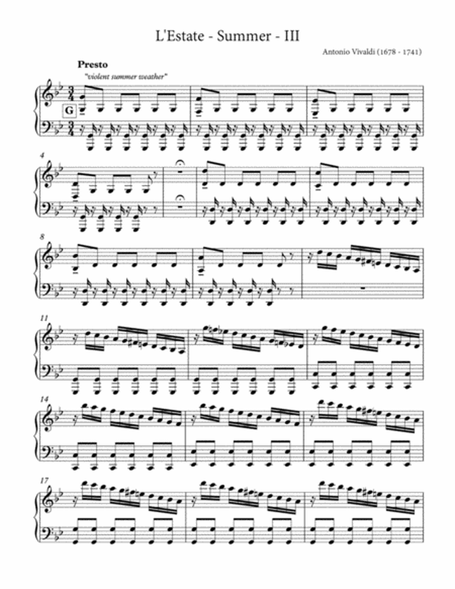 Vivaldi-The Four Seasons-Summer III.Presto( Piano Solo) image number null