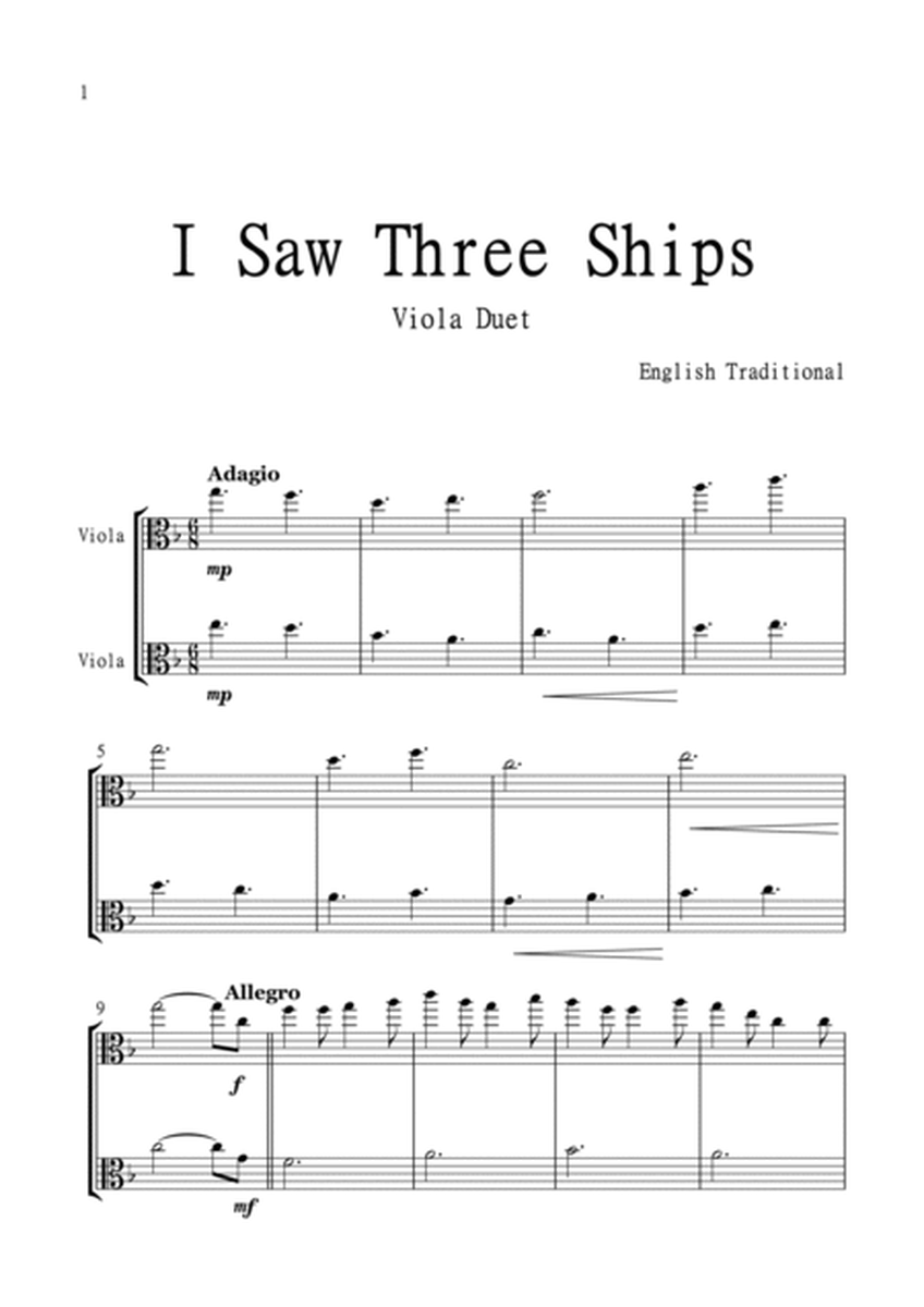 I Saw Three Ships for Viola Duet in F Major. Intermediate. image number null