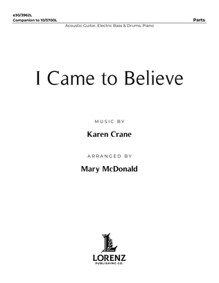Book cover for I Came to Believe - Downloadable Rhythm Section Parts